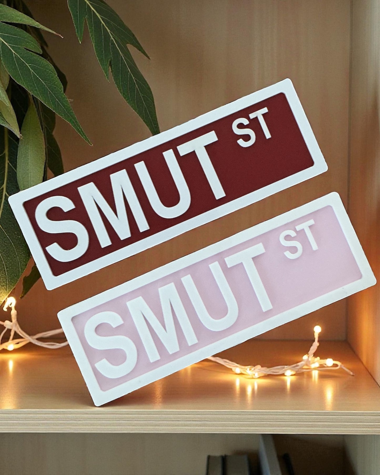 Smut St Bookshelf Sign