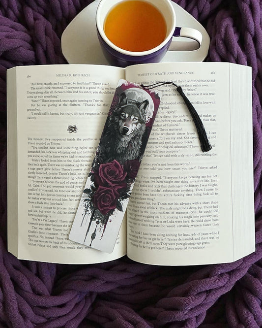 Wolf Wooden Bookmark (A]
