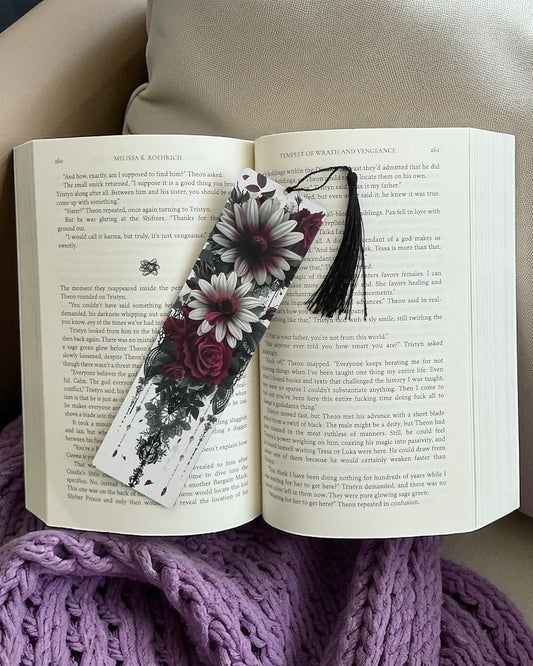 Gothic Flowers Wooden Bookmark
