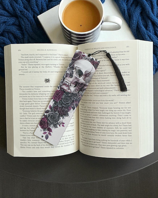 Gothic Skull Wooden Bookmark [A]